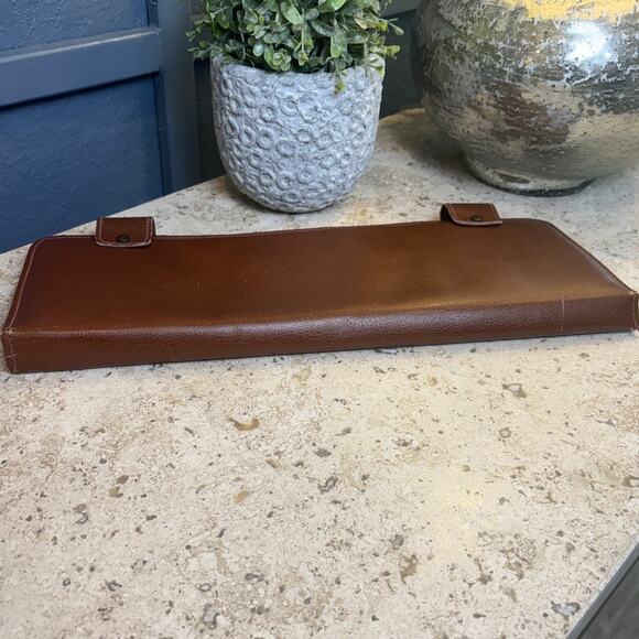 Vintage Brown Cowhide Leather Tie Case Travel Storage Hanger Organizer - Picture 3 of 6